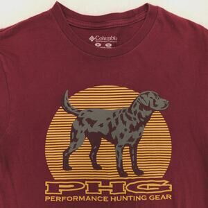 Columbia PHG Casual Short Sleeve Crew Neck Graphic T Shirt Mens Size M Maroon